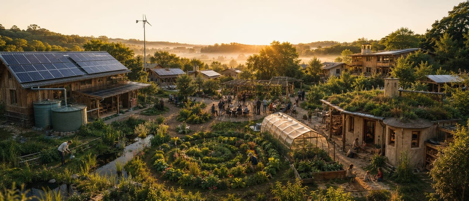 Vue d'ensemble des six piliers d'un village resilient.