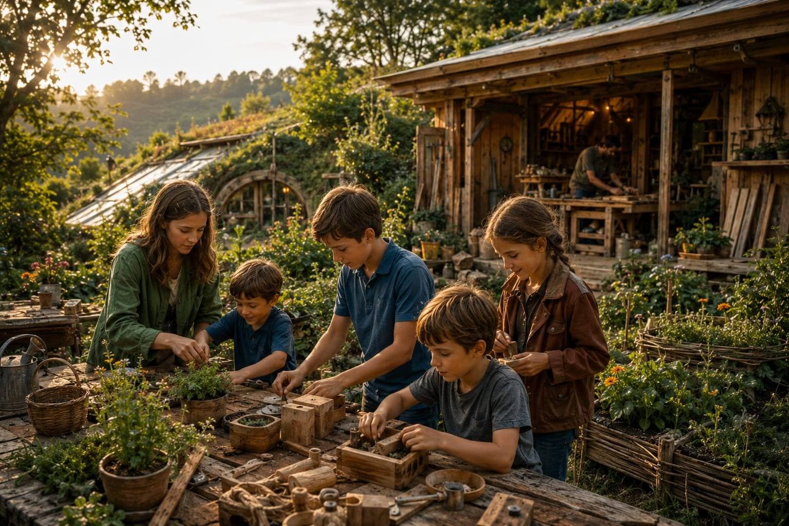 Enfants engages dans un cadre d'apprentissage concret.