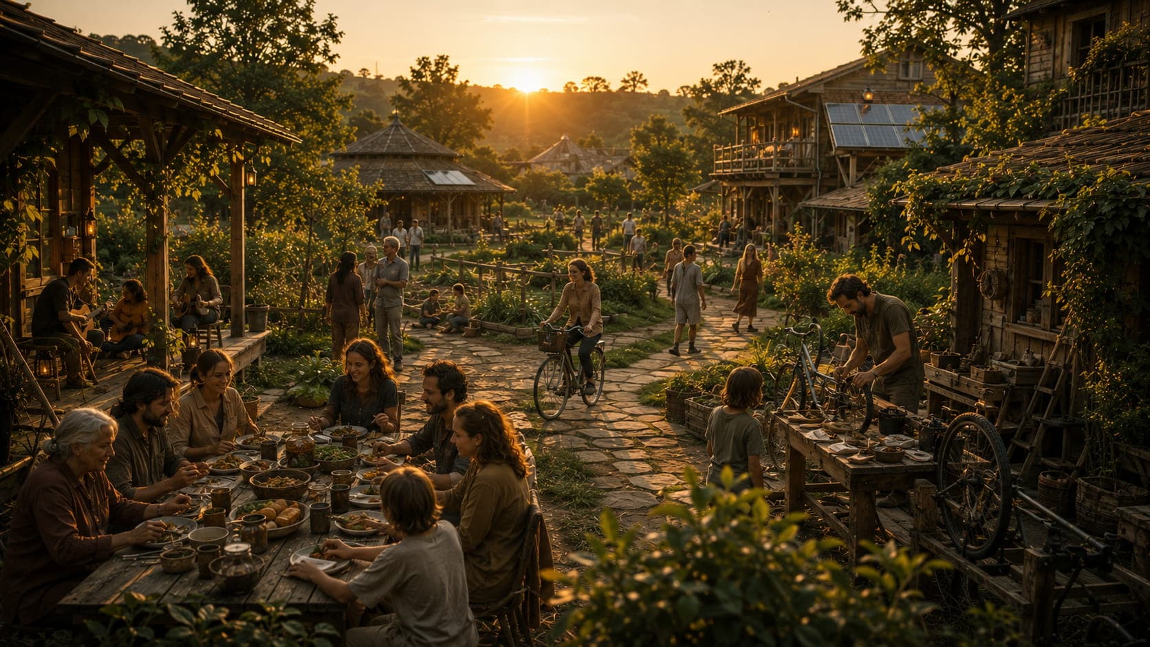 Scene de vie sobre et conviviale.