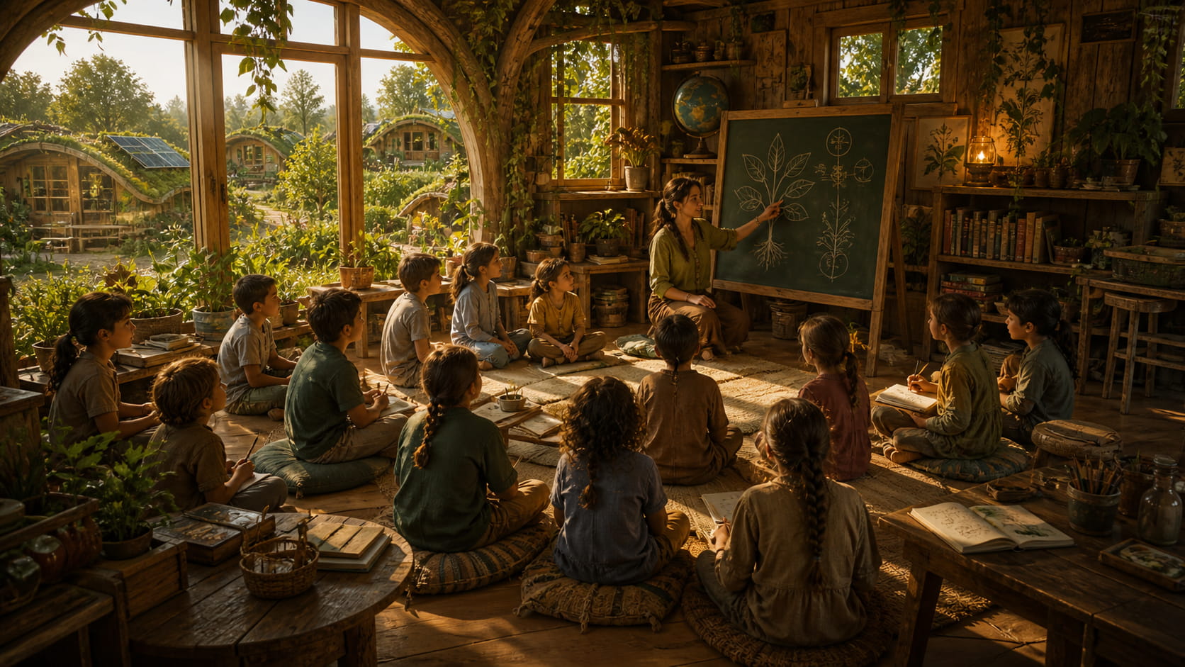 Enfants engages dans un apprentissage concret.